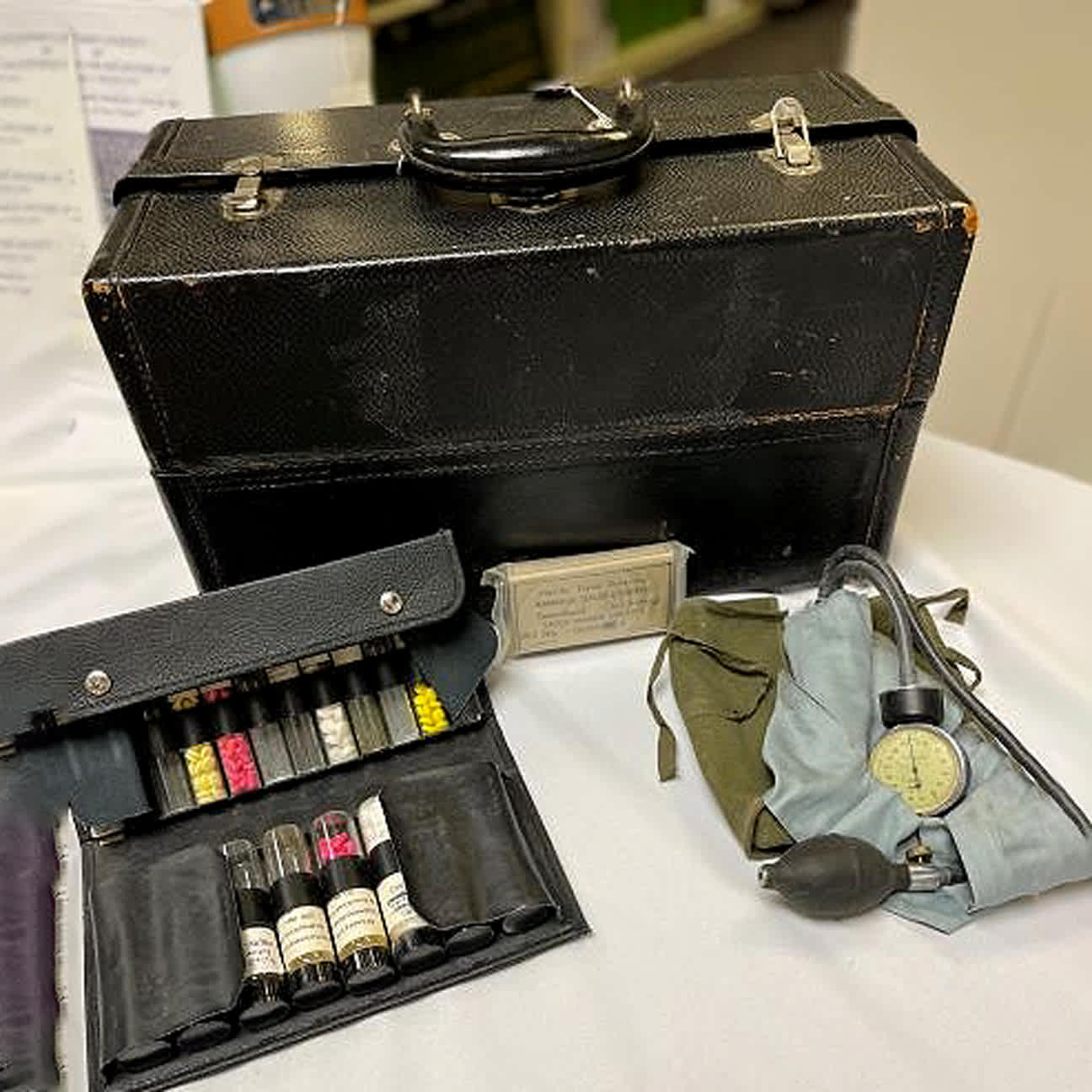 Image of Flight Bags with items.Image of Flight Doctor's Bags with items from the archives.