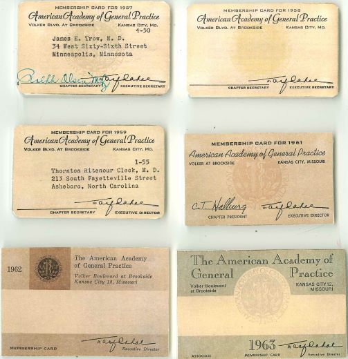 AAGP Membership Cards 1957-63